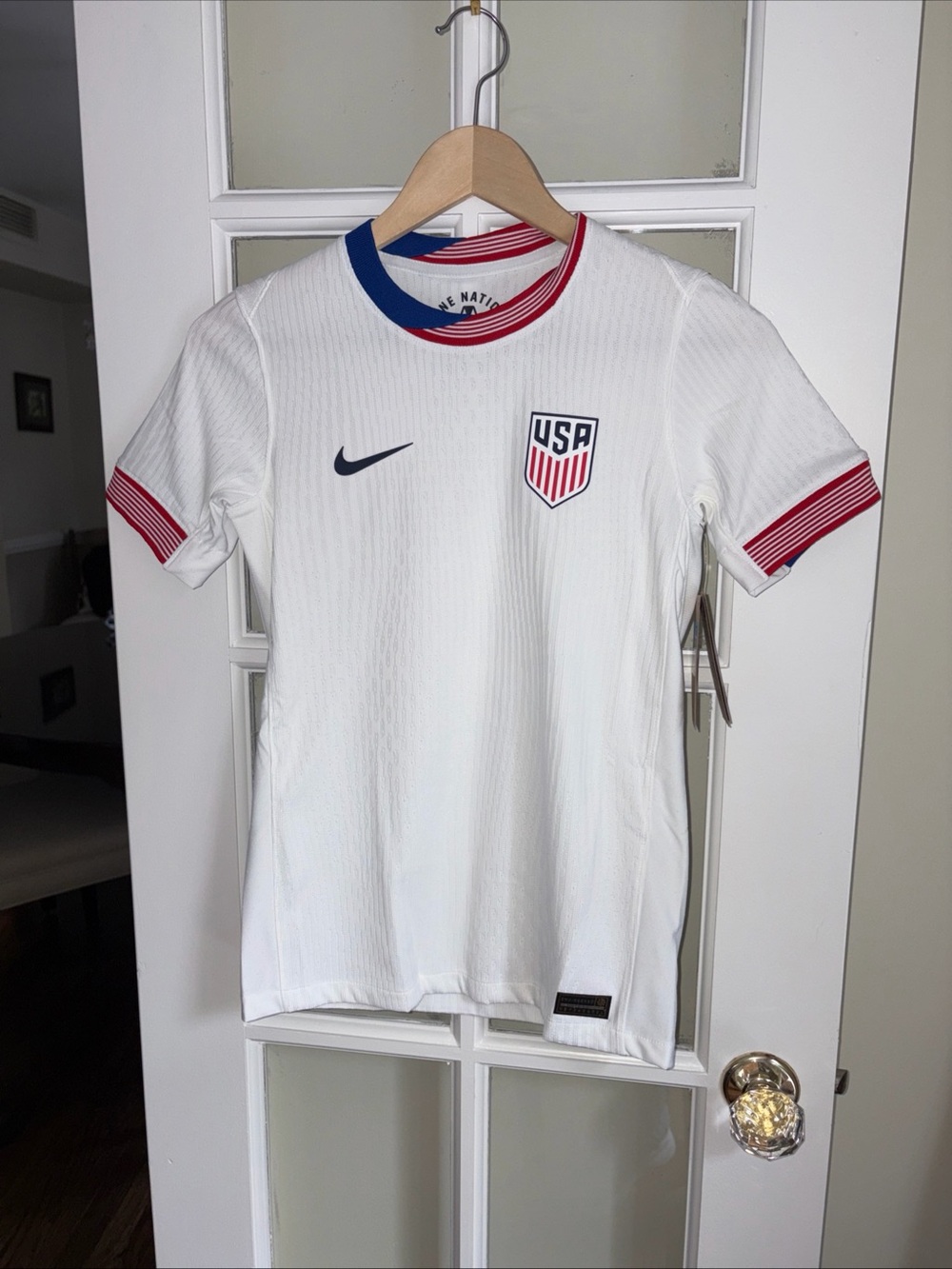 Nike White USA Soccer Jersey with Red & Blue Trim